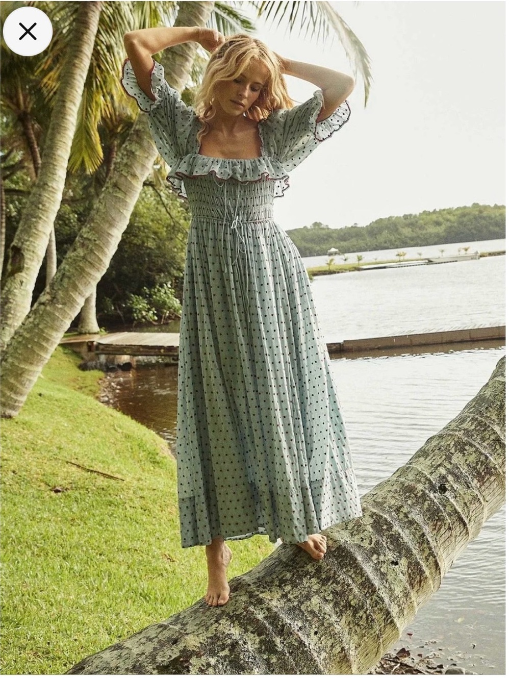 Doen Sol Dress in Azure Swiss Dot size large - Picture 4 of 9